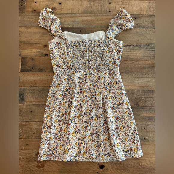 French Connection Mini Dress Floral Puff Shoulder 90s Y2K Vacation Travel Spring - Picture 5 of 6